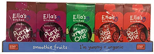 Ella's Kitchen Organic Fruit Smoothie Assortment, Pack of 25 Pouches (10 x Red, 10 x Purple, 5 x Green)