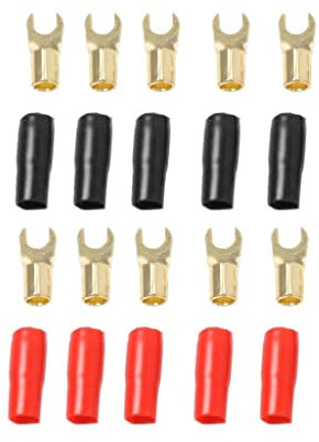 P Prettyia 5 coppie 8 AWG Plus/negativo morsetto forcella, kit di connettori placcati oro