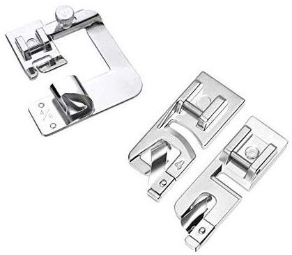 La Canilla ® Lot de 3 Pied Ourlet Roulé 3 mm, 4 mm et 4/8 Pied Ourleur Singer, Brother, Janome pour Machines à Coudre domestiques