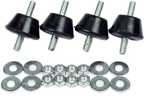 REPORSHOP - Kit Silentblock para Unidades Exteriores de Aire Acondicionado - 4 Pies Amortiguadores, 8 Arandelas y 8 Tuercas - Soporta 12 a 140 kg - Dureza 60 - Absorbe Vibraciones - Fácil Instalación