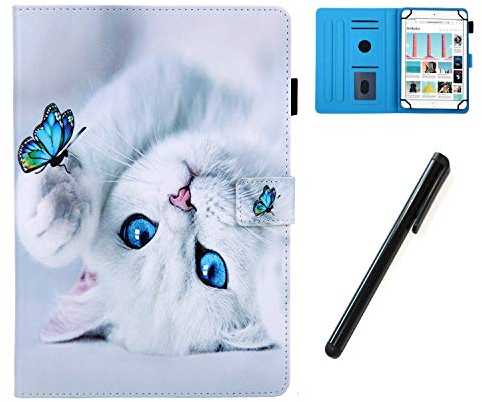 HereMore Housse Universelle Tablette 10.1 Pouces avec Stylet, Coque Pochette Étui de Protection pour Samsung A 10.1, Huawei M5 Lite/T3 T5 10, iPad 10.2, ASUS ZenPad 10, Lenovo Tab E10, Chat