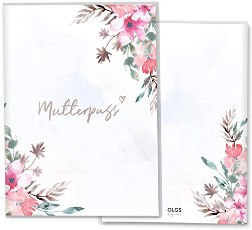 OLGS Mutterpasshülle Florentina Blumen Aquarell Summer, Schutzhülle für den deutschen Mutterpass ohne Personalisierung, Schwangerschaft Geschenkidee