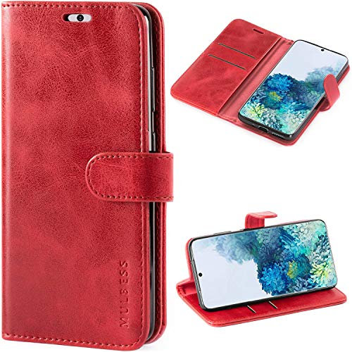 Mulbess Etui Coque pour Samsung Galaxy S20 4G / 5G - Housse en Cuir - Fentes pour Cartes - Pochette Protection Portefeuille - Rétro Vin Rouge