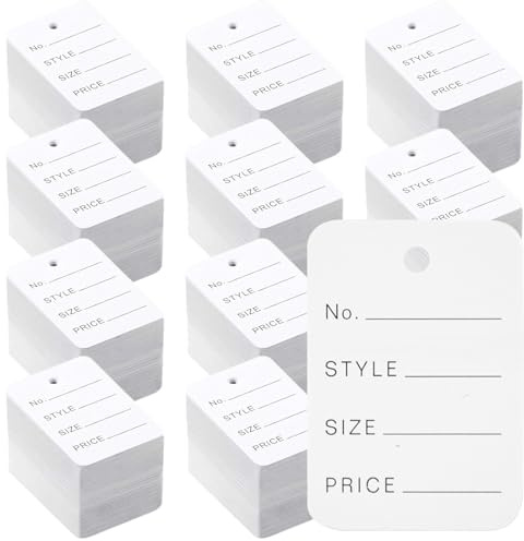 Nicunom 3000 PCS Price Tags,1.94 X 1.38Clothing Tag White Pricing Tags Clothes Size Tag Merchandise Marking Display Label for Product Jewelry Retail