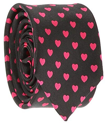 Cravate Coeurs Noire et Rose - Cravate Homme Originale Déguisement - Motif Fantaisie