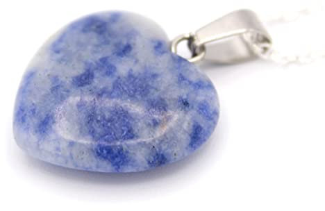 PIERRETOILES Halskette mit Anhänger in Herzform, poliertes Mineral, Kette aus Sterling-Silber 925, Geschenk für Damen, Jade, 2, Kristall, Sodalith