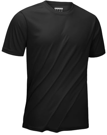 KEFITEVD Mens T Shirt Quick Dry Breathable Swim Tops Summer Rash Vest Sport Running Lightweight Sun Protection UV Shirts,Black,M