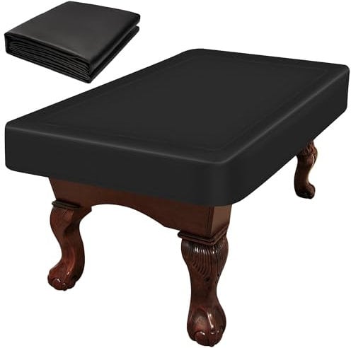 NEXCOVER Leatherette Billiard Pool Table Cover | 9 Foot Heavy Duty Waterproof UV Protection Modern Style Black Color