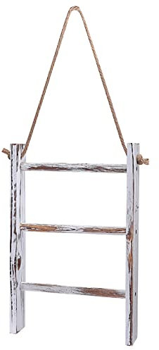 Cabilock Creative Wooden Towel Rack Vintage Bathroom Towel Ladder Easy Install Storage Organizer Random Color