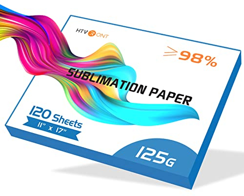 HTVRONT Sublimationspapier, 28 x 43 cm, 120 Blatt, leicht zu übertragendes Sublimationspapier für T-Shirts, Tumbler, Tassen (A3/125 g/m²)