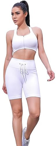 XDSP Damen Sportanzüge Sport Sets Sport Jogginganzug Sport Sets Yoga-Klage Leggings und Stretch Fitness-Set Reißverschluss Trainingsanzug Fitnessstudio, Laufen, Yoga(Weiß XL)