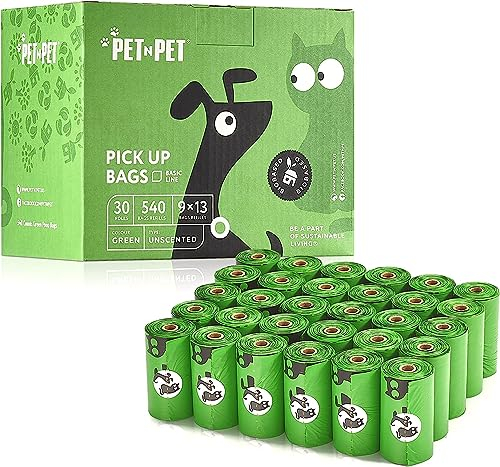 PET N PET Hundekotbeutel, Kotbeutel für Hunde, Hundekotbeutel 38% pflanzlich - 540 Einheiten 30 Rollen Hundekotbeutel 9x13 Zoll Kotbeutel für Hunde, unparfümierte Kotbeutel