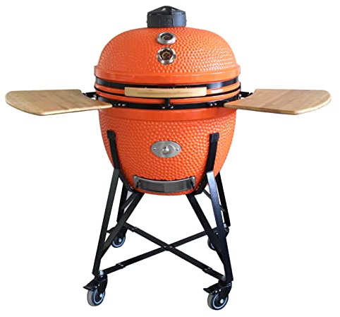 YNNI KAMADO TQ0C21OR Großer Grill, 53,3 cm, Orange mit Chipfeeder, BBQ, Keramik, Ei, Smoker, TQ0C21OR