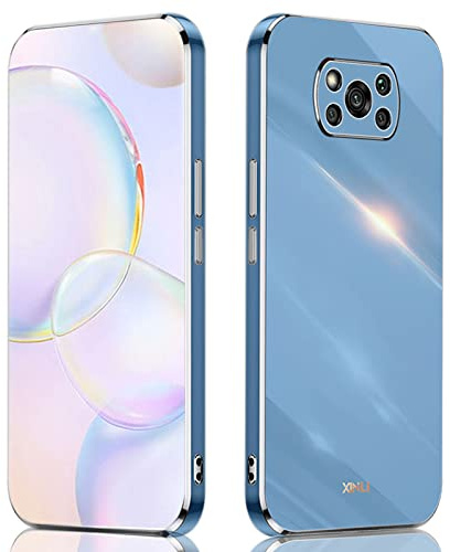 ILING Handyhülle für Xiaomi Poco X3 Pro/Xiaomi Poco X3 NFC Hülle, Bunt Silikon, Schüzen Sie die Kamera, Ultradünne Stoßfeste Case für Damen (Blau)