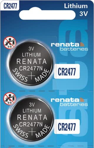 Renata Batteries CR2477 Batterien, 3 V, Lithium-Knopfzelle 2477, 2 Stück