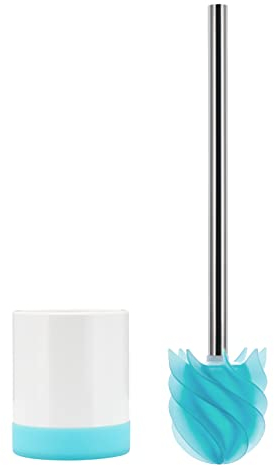 LOOMAID Silikon WC-Bürste mit Lotuseffekt – Made in Germany – Klobürste, Toilettenbürste mit Anti Rutsch Halter (Türkis)
