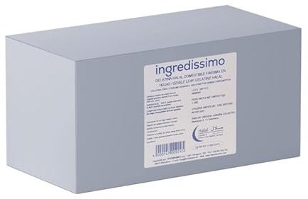 Ingredissimo - Gelatina in foglie Halal, 1 kg, Texture con ingredienti naturali, gelificante e addensante, senza glutine, 160-180 Bloom, sapore neutro, origine bovina, per ricette