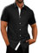 Meilicloth Hemd Herren Kurzarm Businesshemd Kurzarm Freizeithemd Schwarz Herrenhemden Casual Regular Fit Kurzärmliges Sommer Kurzarmhemd Männer Bügelleichte Faltenfrei Formale Hemd Slim Schwarz L
