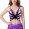 Naimo Canottiera da donna con paillettes a forma di farfalla, con supporto sexy, per danza del ventre, viola., Taglia Unica