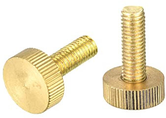 sourcing map Lot de 2 vis moletées M8 x 25 mm en laiton plat pour PC, électronique, mécanique