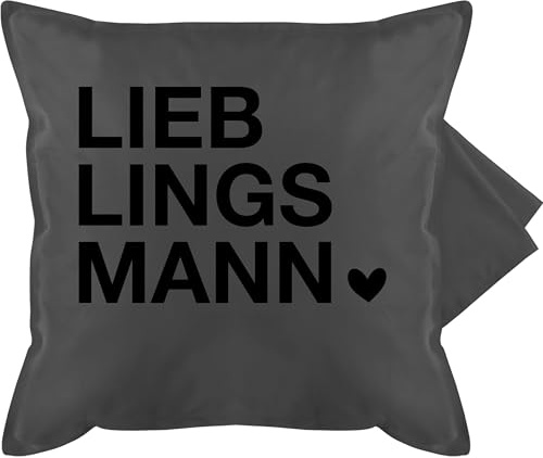 Shirtracer Kissenbezug - Valentinstag Partner Kissen Ideen - Lieblingsmann mit Herz - 50 x 50 cm - Grau - Partner+Kissen liebes Geschenk walentinstag Liebe kuschelkissen für Valentinstagsgeschenk
