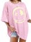 WIEIYM Damen Good Vibes T-Shirt Tops Casual Tshirts Rundhals Kurzarm T-Shirt Tops Teenager Mädchen Sommer Oberteile,Rosa,S