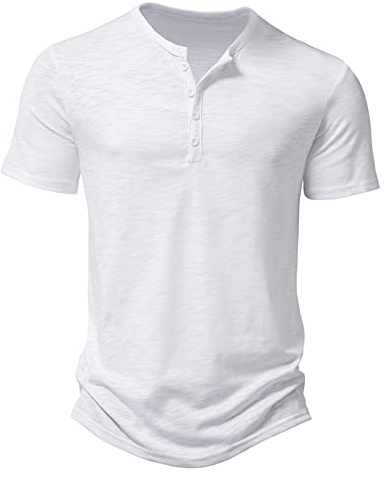 T Shirt Mit Knopfleiste Herren Kurzarm Sommer Herren Slub Baumwolle T-Shirt Herren Casual Fashion Kragen Herren Kurzarm T-Shirt Jade Herren leichte Henley-Oberteile für Fitnessstudio, Laufen Schwarze