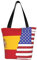 ZYVIA Bolsa de compras con la bandera de España americana para mujer, tela de poliéster resistente al desgarro, duradera, ligera, de gran capacidad, adecuada para ir de compras y viajes, Black, Talla