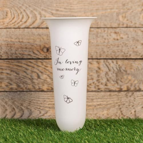 Vase funéraire à pointes « In Loving Memory » - Blanc 0520