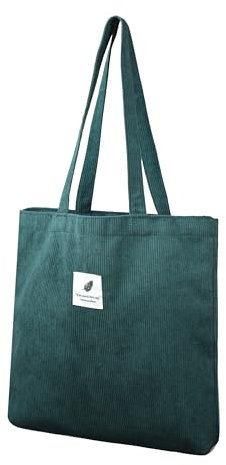 Cord Tasche Damen Umhängetasche Tote Bag Kord Damen Shopper Handtasche Schultertaschen Arbeit Büro Reisen Einkauf Schule Alltag grün