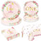 Floral 1st Birthday Party Decorations for 20 Guests, Include Little Miss Onederful Paper Plates, Happy 1st Birthday Tablecloth, Napkins, 1st Birthday Supplies for Girls First Birthday Party Decor