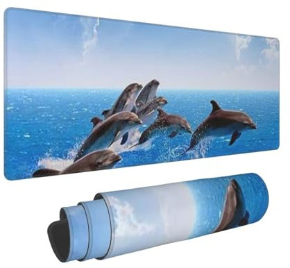 Einzigartige Mehrzweck-Schreibtischunterlage mit 3D-Tier-Delfin, 30,5 x 80 cm, Mauspad, Schreibunterlage und Büromatte, unverzichtbares Computerzubehör für Büroangestellte, Gamer und Hausbesitzer