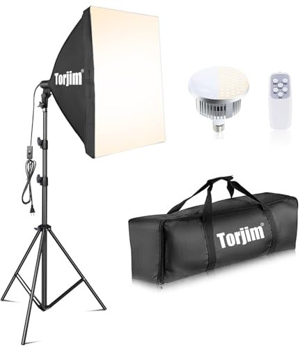 Torjim - 27 x 27 Inch Light Box Lighting Kit, Professional Photography Lighting Kit with 85W E26 LED Bulbs, 3000-7500K, Continuous Lighting System Kit for