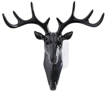 Garderobenhaken Wandhaken, Tierkopf-Rack, Mantelkappen, Wandaufhänger, Pferd, Giraffe, Elch, Elefant, Haken, dekoratives Dekor, Badezimmer-Accessoires (Color : Black)