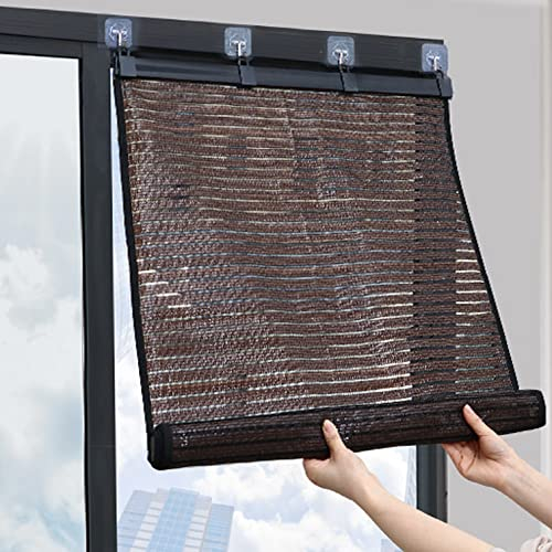 Saugnapf-Fensterrollo, temporäre Verdunkelungsrollos mit Klebehaken, ohne Bohren, Balkon-Fensterrollo, tragbare Sonnenschutzvorhänge, for Büro, Küche, Schlafzimmer (B90 x H136 cm (36 x 53,5 Zoll), bra