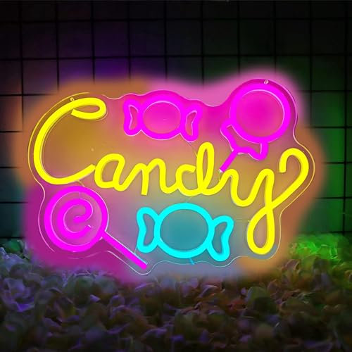 HFHungkeong Candy Neon-Schild für Candy Shop, Candy Bar-Schilder für Wanddekoration, Halloween-Süßigkeiten-Dekor, Neon-Schild, leuchtende Schilder, Süßigkeiten-Party-Dekorationen