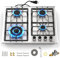 Disaenvir Réchaud à gaz à 4 brûleurs – Table de cuisson à gaz propane en acier inoxydable de 61 cm pour GPL/NG double combustible, brûleur à gaz à deux brûleurs avec protection anti-flamme pour