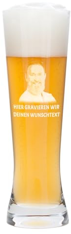 Weizenglas mit Gravur Bild | Weizenbierglas personalisiert | Weißbierglas graviert | Hefeweizen Glas mit Gravur | Bierglas mit Gravur | Bier Geschenke für Männer | 0,5l | Weizenglas mit Gravur Foto