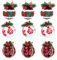9 STÜCKE Weihnachten Plaid Ornamente 3 Zoll Plaid Stoff Mit Und Beeren Weihnachten Baum Hängen Ornamente Hause Urlaub Partei Tbj431 (Watermelon Red, 8cm)