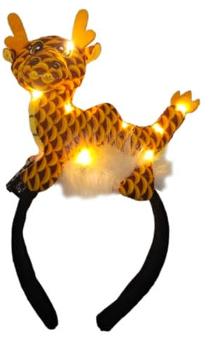 Serre-tête dragon chinois avec lumière LED pour fête, vacances, accessoire pour cheveux, large bandeau pour le visage
