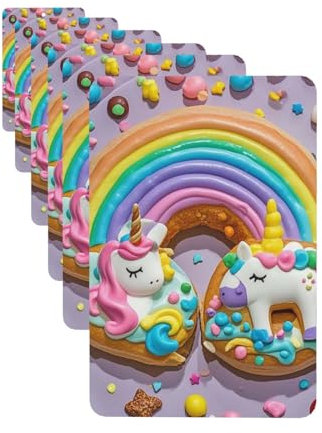 Auto Lufterfrischer 6 Stück Auto Hängende Lufterfrischer Einhörner Donut Regenbogen Hängende Duftkarten Aromatherapie Tabletten für Auto Auto Innendekor Hängende Duft Duftkarten für Auto