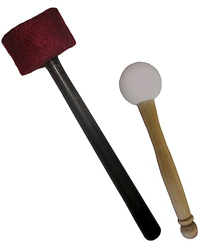 Klangschalen Klöppel 2er-Set Therapie-Filz-Schlägel & Therapie-Gummi-Schlägel für die professionelle Klangschalen Massage oder für ein Klangbad z.B. nach Peter Hess. 70104