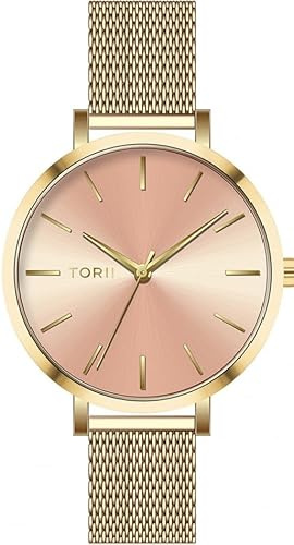 TORII Damenuhr Roségold Edelstahl - rund Quarz G37GS.RG Milanaise-Armband Strichindizes wasserdicht 50 m