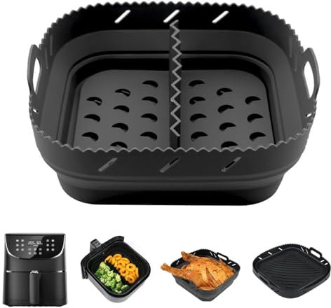 Airfryer silikonform für Nin-ja Speedi zubehör ON400EU/COSORI 5,5L Heißluftfritteuse, Silikonform für Phi-lips XL 6.2L, Heißluftfritteuse Silikonform mit Trennwänden für Ceco-tec/Prin-cess/Te-fal