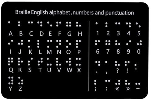 Gosknor Tableau d'Alphabet en Braille, Tableau d'Alphabet en Braille avec Points en Relief Chiffres Touche d'Apprentissage pour Débutants Aide Pédagogique pour Enfants Aveugles (Horizontal)