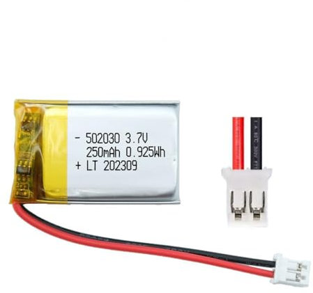 efaso Akku 3,7V Verschiedene Kapazitäten (mAh) & Verschiedene JST PH Stecker - Akkus kompatibel mit Dash Cams/Lautsprecher/Headset/Tastatur/Maus usw. (502030-3,7V 250mAh JST PH1.25-2P Stecker)