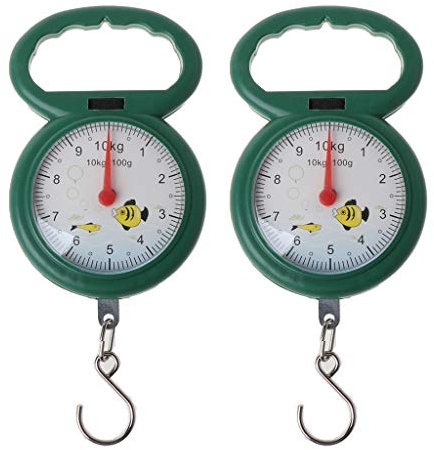 Riiichflowshop Tragbare Fischwaage 10 kg Haken-Hängewaage tragbare Federwaage zum Angeln Einkaufen Wiegen Balance Kunststoff + Metall