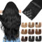 EINbeauty Clip In Extensions Echthaar 7Stücke 120g 50cm Extensions Echthaar Gerade Unsichtbar Echthaar Extensions Tief Schwarz Extensions Clip In Haarverlängerung（20Zoll，1#）