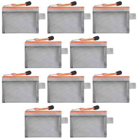 Mesh Reißverschluss Beutel 10 Stück Kleine Netztasche mit Reißverschluss Tragbare Reise-Reißverschlusstaschen Transparent Nylon Netzstoff Stifttasche Kulturbeutel für Rechnung, Datei, Kosmetik, Bürobe