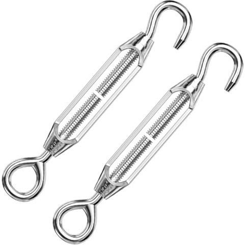 OUDQFCJ 2 Pezzi Tenditori in Acciaio Inox, Kit Tendifilo, Tenditore per Filo Acciaio, Tiranti per Filo, Tenditore per Filo Stendibiancheria, Accessori per Tende da Sole